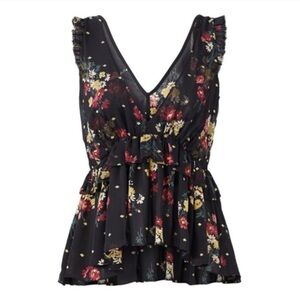 Cinq a sept black and gold blouse top